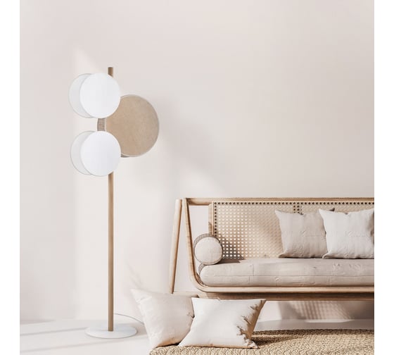 Напольный светильник TK Lighting с тканевым рассеивателем 5960 Pulse коричневый/белый a068388