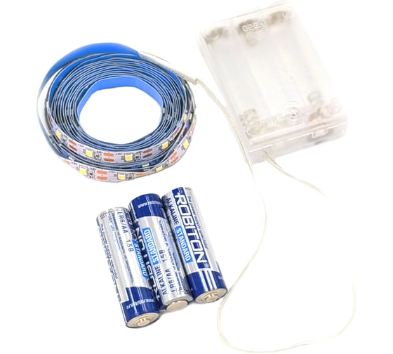 Комплект светодиодной ленты URM, SMD 2835, 60 LED, 4,8 Вт, 8-10 лм, 3М с блоком батареек L10016 1