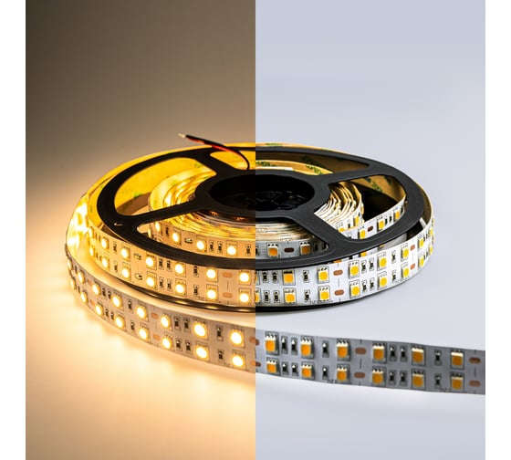 Светодиодная лента ELEGANZ LUX 5050 120 LED (28.8W/M) 12V теплая 3000К IP20 двухрядная, 5м EL-LS-28WW