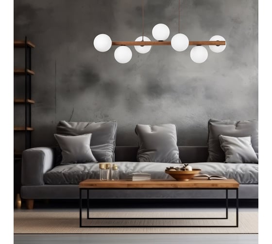 Подвесной светильник TK Lighting со стеклянными плафонами 10272 Estera Wood белый a068335