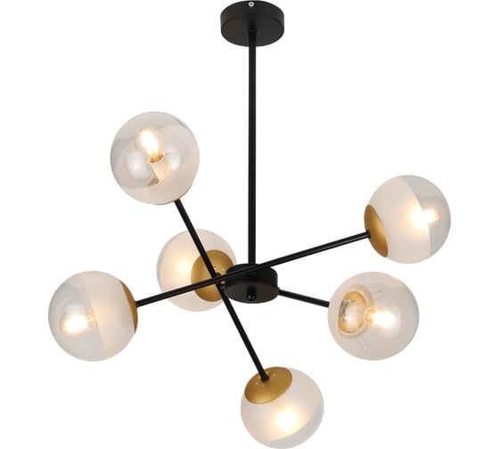 Люстра Rivoli Areta P6, черный/античное золото, 6хE14, 40W, 16 Б0047306
