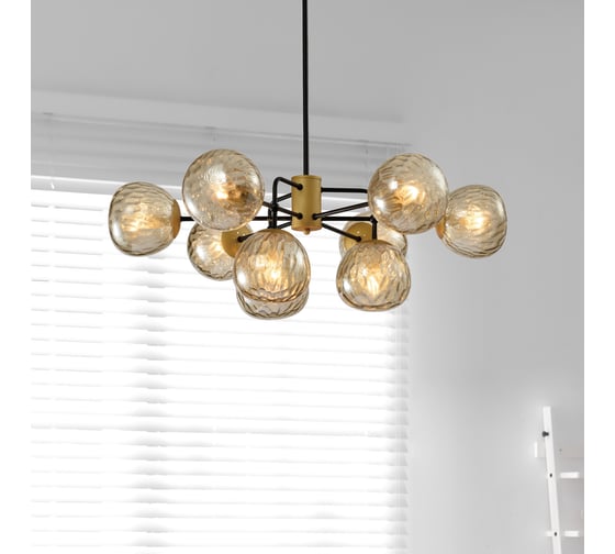 Люстра Rivoli Geba P9 черный/античное золото, 9хE14, 40W, 8 Б0047339