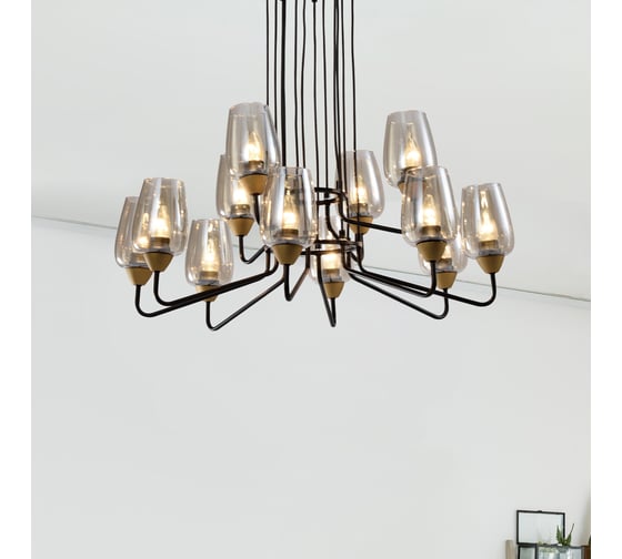 Люстра Rivoli Gera P12, черный/золото, 12хE27, 40W, 6 Б0047326