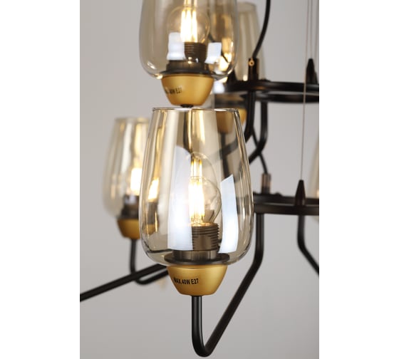 Люстра Rivoli Gera P9, черный/золото, 9хE27, 40W, 14 Б0047325