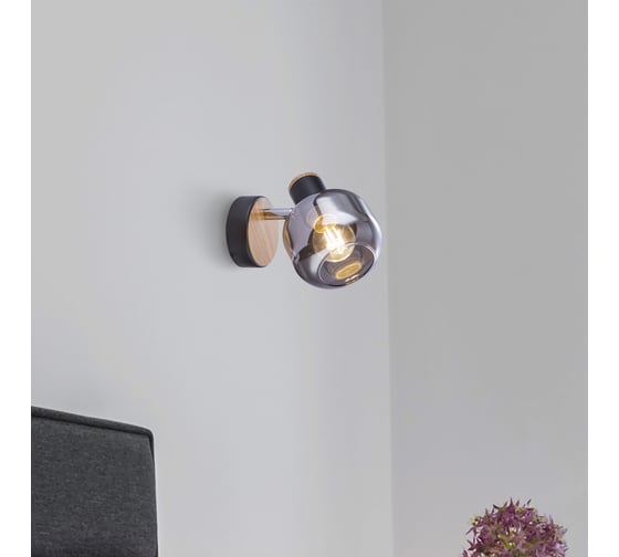 Спот Rivoli Dorkas W1 черный/светлое дерево, 1хE14, 40W, 8/320 Б0047096