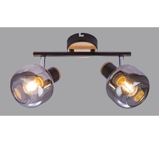 Спот Rivoli Dorkas W2 черный/светлое дерево, 2хE14, 40W, 6/144 Б0047097