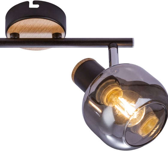 Спот Rivoli Dorkas W2 черный/светлое дерево, 2хE14, 40W, 6/144 Б0047097