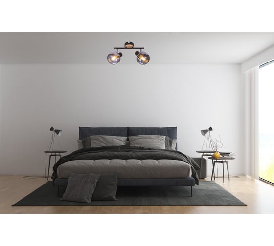 Спот Rivoli Dorkas W2 черный/светлое дерево, 2хE14, 40W, 6/144 Б0047097
