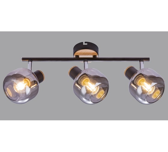 Спот Rivoli Dorkas W3, черный/светлое дерево, 3хE14, 40W, 6/72 Б0047098