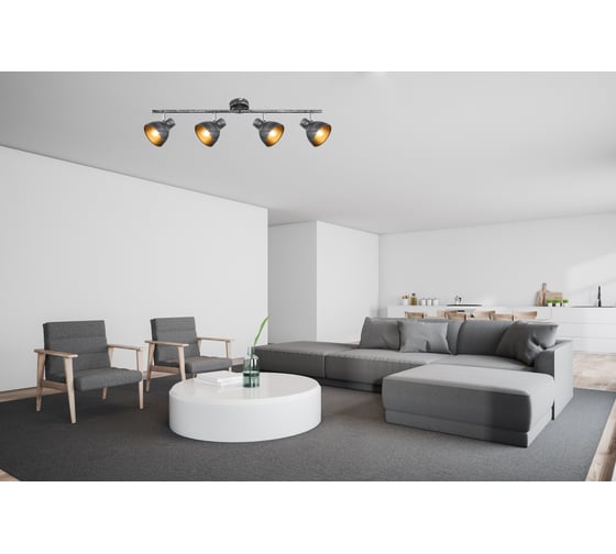 Спот Rivoli Eho W4, черный/серебро, 4хE14, 40W, 6/90 Б0047132