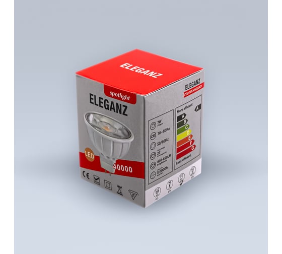 Светодиодная лампа ELEGANZ GU10 7W MR16 с отражателем нейтральная 4500К 220V, 1шт 1315