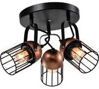 Настенно-потолочный светильник Rivoli Anemon A3, черный/медь, 3хE27, 40W, 5/450 Б0047366