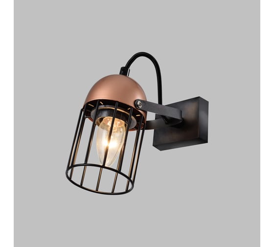 Настенный светильник Rivoli Anemon A1, черный/медь, 1хE27, 40W, 20/120 Б0047363
