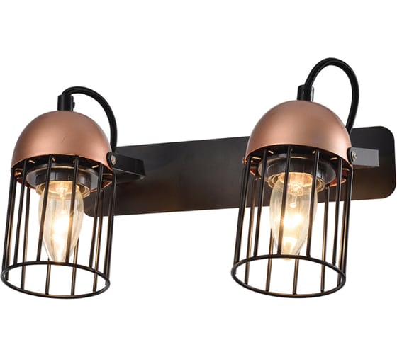 Настенный светильник Rivoli Anemon A2, черный/медь, 2хE27, 40W, 10/60 Б0047364 1