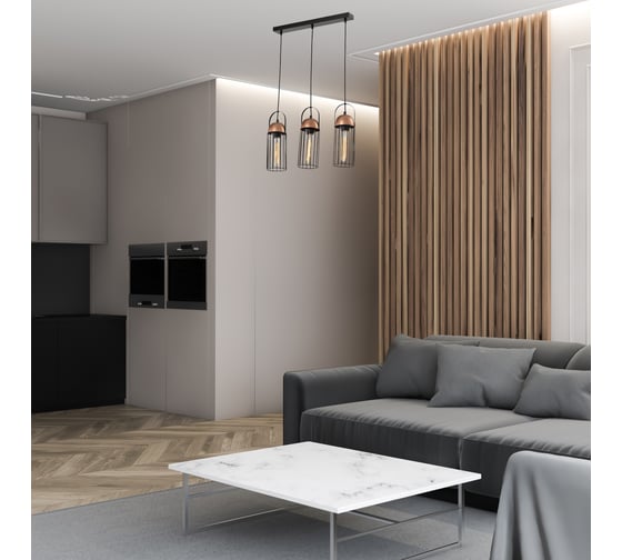 Подвес Rivoli Anemon P3, черный/медь, 3хE27, 40W, 40 Б0047362
