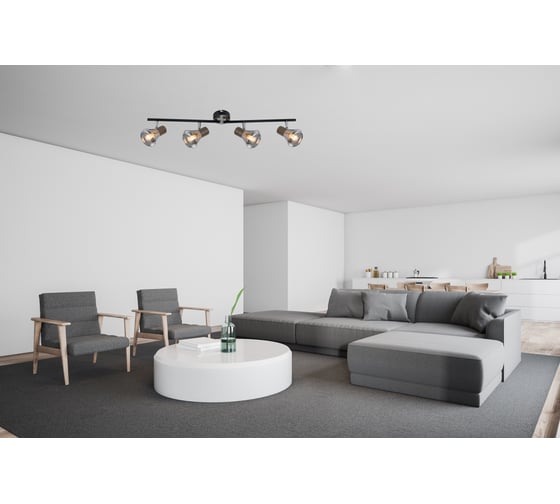 Спот Rivoli Pavla W4, черный/темное дерево, 4хE14, 40W, 6/144 Б0047113