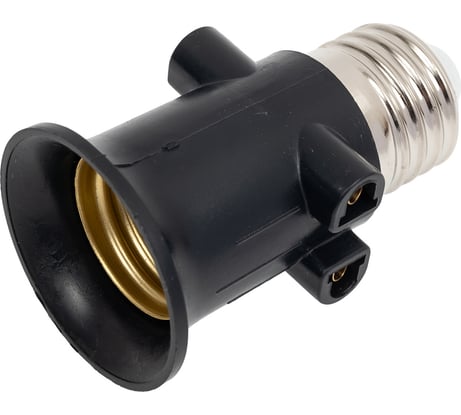 Переходник с цоколя Ecola base E27 на E27 с вых. на розетки Черный A7A27BEAY