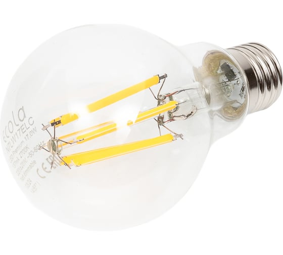 Лампа Ecola classic LED Premium 17,0W A65 220-240V E27 2700K 360 filament прозр. нитевидная (Ra 80, 100 Lm/W, КП=0) 115x65 N7LW17ELC