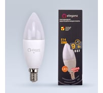 Светодиодная лампа ELEGANZ Е14 Свеча матовая 9W теплая 3000К 220V, 1шт EL-0080