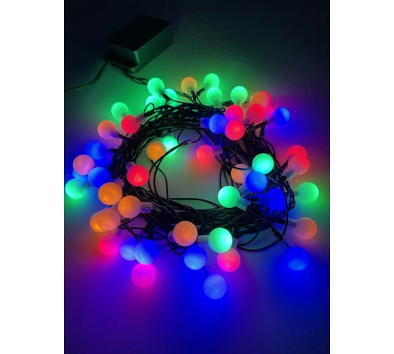 Гирлянда ЭРА ENIN 15BM LED Нить Шарики d15мм, 5 м мультиколор, 220V, 36/756 Б0047967
