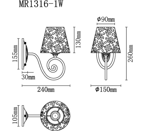 Бра MyFar Luna MR1316-1W