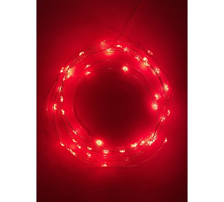 Гирлянда ЭРА ENIN 5NR LED Нить, 5 м, красный свет, АА, 100/2500 Б0047963