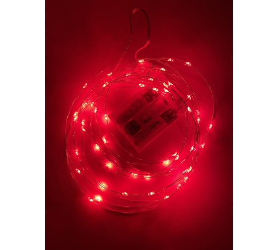 Гирлянда ЭРА ENIN 5NR LED Нить, 5 м, красный свет, АА, 100/2500 Б0047963