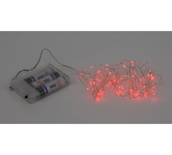 Гирлянда ЭРА ENIN 5NR LED Нить, 5 м, красный свет, АА, 100/2500 Б0047963