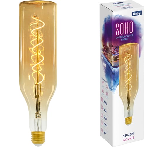 Светодиодная лампа Uniel LED-SF20-5W/SOHO/E27/CW GOLDEN GLS77GO SOHO UL-00005915