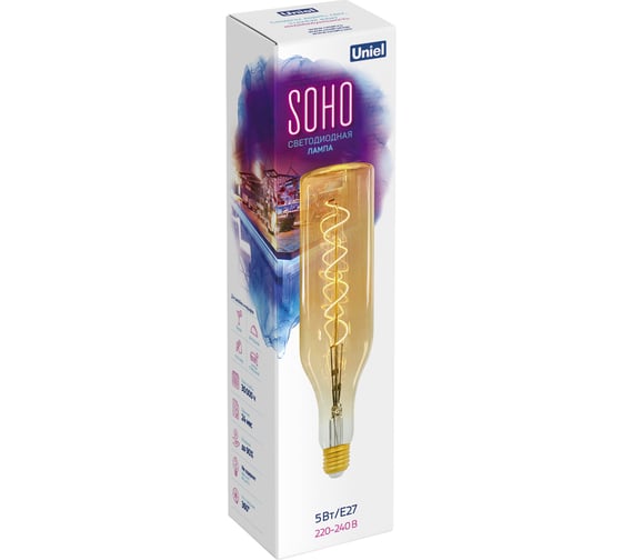 Светодиодная лампа Uniel LED-SF20-5W/SOHO/E27/CW GOLDEN GLS77GO SOHO UL-00005915