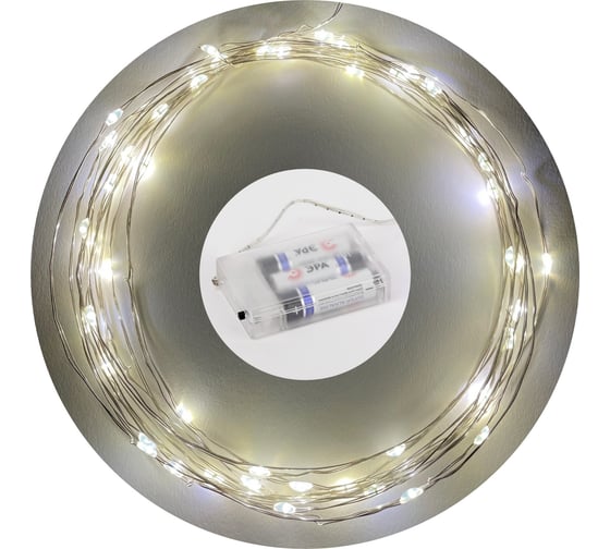 Гирлянда ЭРА ENIN 5NW LED Нить, 5 м, теплый свет, АА 100/2500 Б0047960