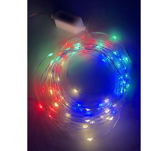 Гирлянда ЭРА ENIN 10NM LED Нить, 10 м, мультиколор, 220V, 100/1800 Б0047965
