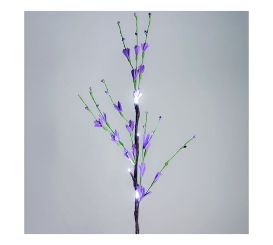 Ветка FERON фиолетовый цветок, 3V 4LED белый, батарейки 2АА, IP20,LD209B 26871
