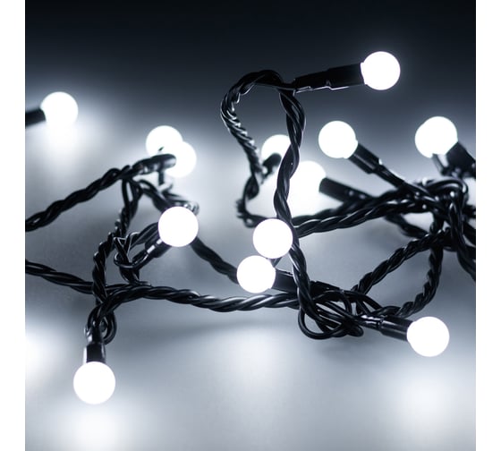 Светодиодная гирлянда Arlight ARD-BALL-CLASSIC-D13-5000-BLACK-50LED WHITE 230V, 3.5W Аркон 025565