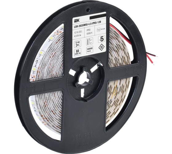Лента IEK LSR-2835W60-4, 8-IP65-12В LED, 5м LSR1-2-060-65-3-05