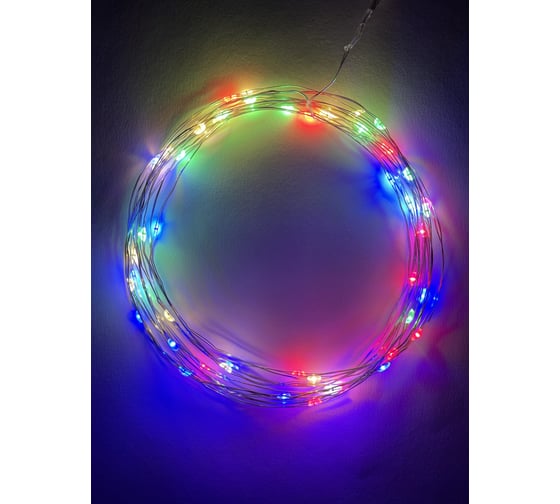 Гирлянда ЭРА ENIN-5NM LED, Нить, 5 м, мультиколор, АА, 100/2500 Б0047959 1