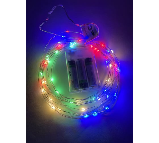 Гирлянда ЭРА ENIN-5NM LED, Нить, 5 м, мультиколор, АА, 100/2500 Б0047959