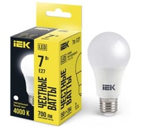 Лампа IEK LED, A60, 7вт, 230В, 4000К, E27 LLE-A60-7-230-40-E27
