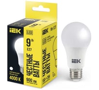 Лампа IEK LED, A60, 9вт, 230В, 4000К, E27 LLE-A60-9-230-40-E27