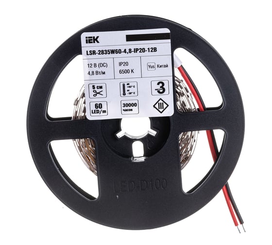 Лента IEK LED 3м LSR-2835W60-4, 8-IP20-12В LSR1-2-060-20-3-03