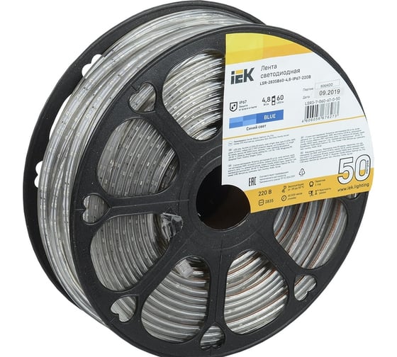 Лента IEK LED 50м LSR-2835B60-4, 8-IP67-220В LSR3-7-060-67-0-50 1