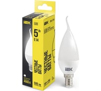 Лампа IEK LED CB35, свеча на ветру, 5вт, 230В, 4000К, E14 LLE-CB35-5-230-40-E14