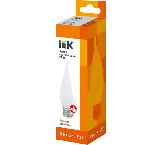 Лампа IEK LED CB35, свеча на ветру, 5вт, 230В, 3000К, E27 LLE-CB35-5-230-30-E27