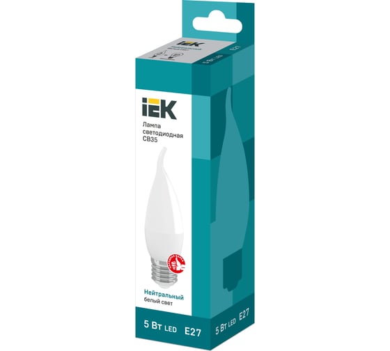 Лампа IEK LED CB35, свеча на ветру, 5вт, 230В, 4000К, E27 LLE-CB35-5-230-40-E27