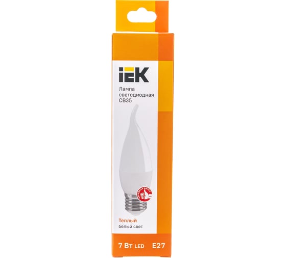 Лампа IEK LED CB35, свеча на ветру, 7вт, 230В, 3000К, E27 LLE-CB35-7-230-30-E27