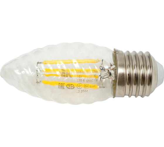 Лампа IEK серия 360 LED, CT35, свеча витая, 5вт, 230В, 4000К, E27 LLF-CT35-5-230-40-E27-CL