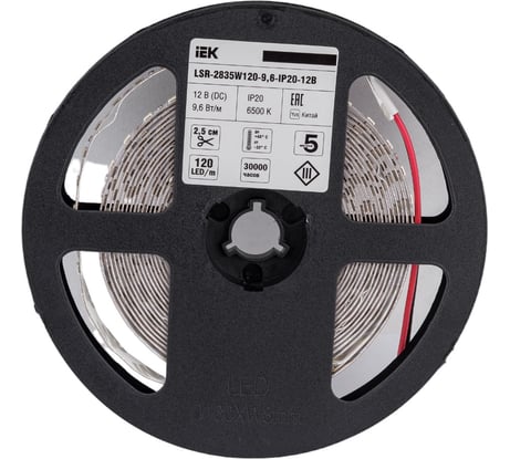 Лента IEK LED 5м LSR-2835W120-9, 6-IP20-12В LSR1-2-120-20-3-05