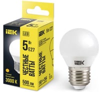 Лампа IEK LED, G45, шар, 5вт, 230В, 3000К, E27 LLE-G45-5-230-30-E27