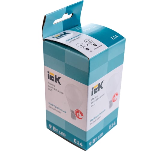 Лампа IEK LED, G45, шар, 9вт, 230В, 4000К, E14 LLE-G45-9-230-40-E14