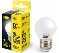 Лампа IEK LED, G45, шар, 9вт, 230В, 3000К, E27 LLE-G45-9-230-30-E27